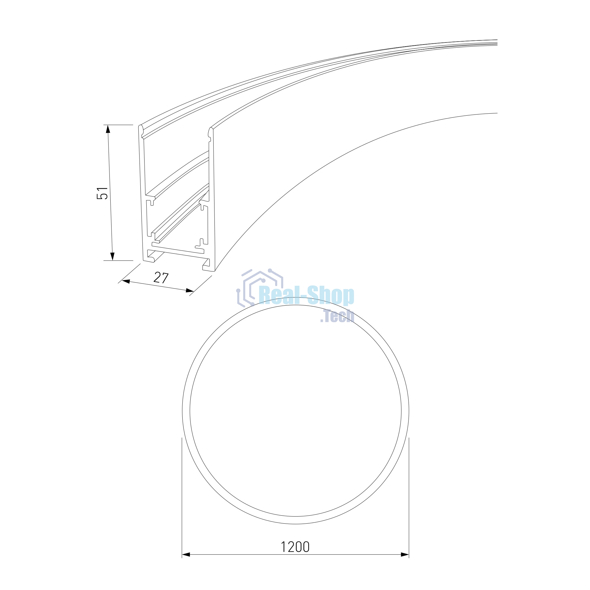 Slim Magnetic Шинопровод накладной (черный) (? 1200мм) 85161/00