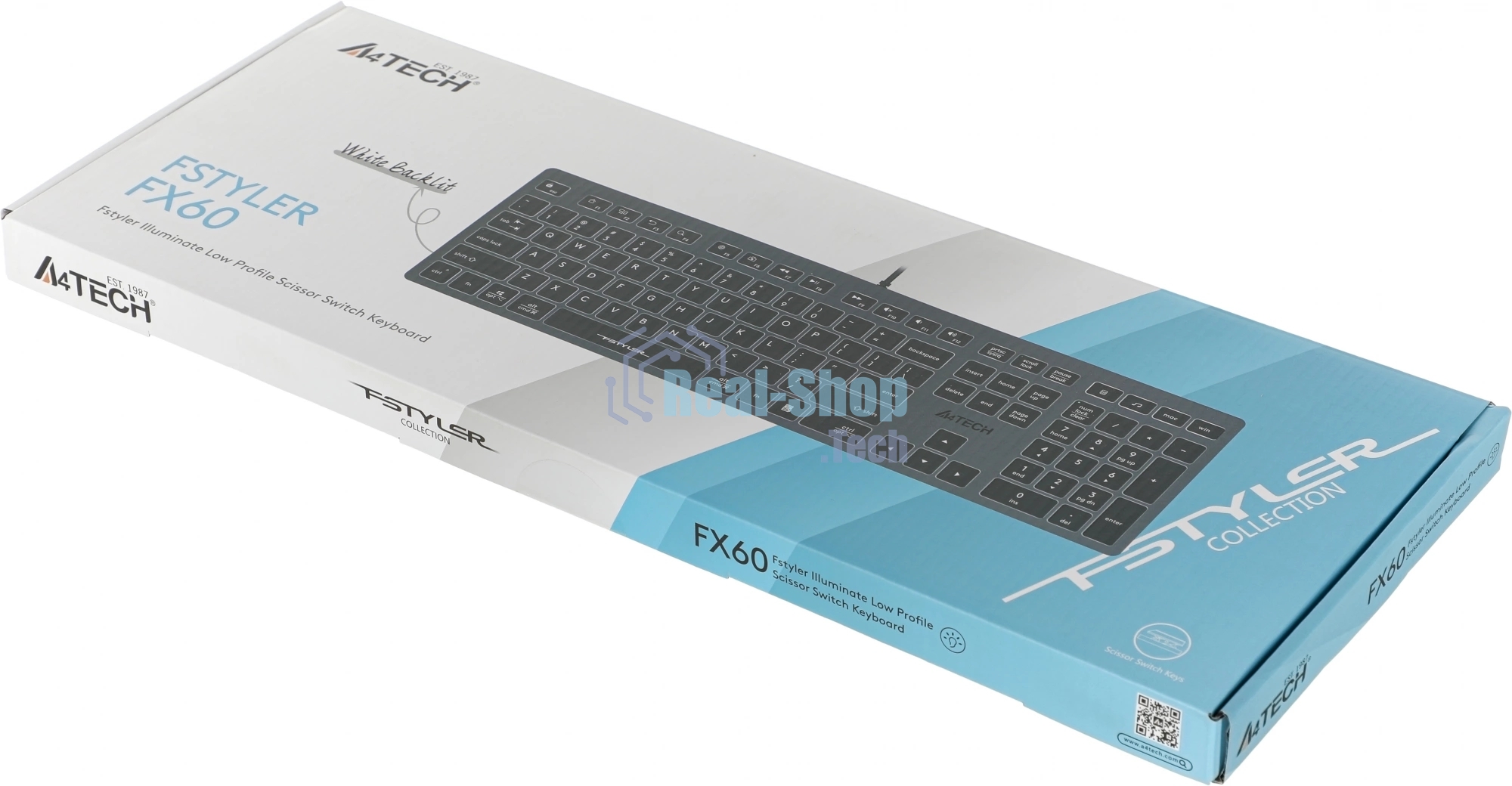Клавиатура проводная A4Tech Fstyler FX60 серый/белый