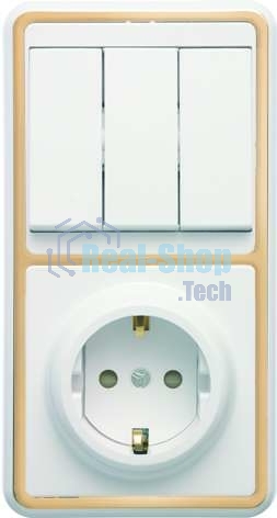 Блок Кунцево-Электро БКВР-036 Бэлла (3-кл. выкл. + евророзетка с защ. шторками) зол.