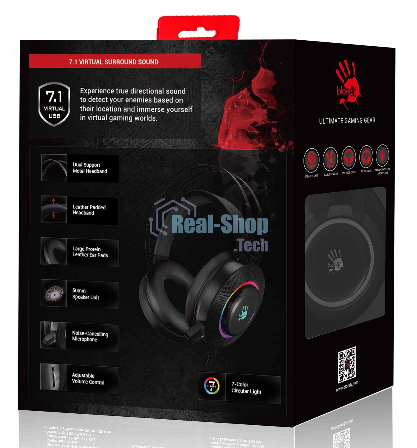 Гарнитура проводная с микрофоном A4 Bloody G521 черный 2.3м мониторные USB оголовье черный