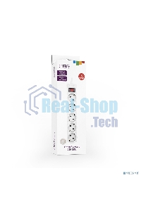 Сетевой фильтр CBR CSF 2505-5.0 White CB, 5 евророзеток, длина кабеля 5 метров, цвет белый (коробка)