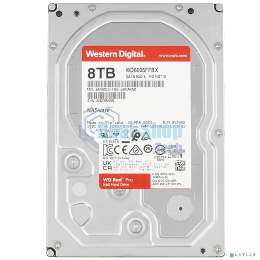 Жесткий диск WD SATA-III 8Tb WD8005FFBX NAS Red Pro (7200rpm) 256Mb 3.5