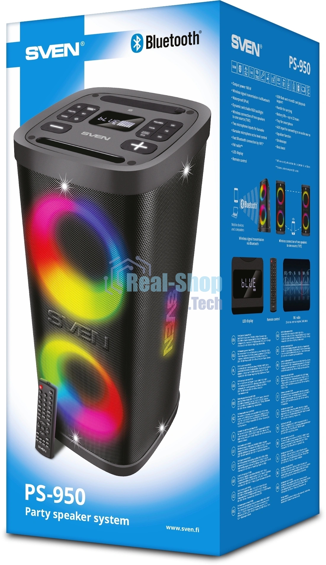 Мобильные колонки SVEN PS-950 2.0 черные 2x80 W Bluetooth