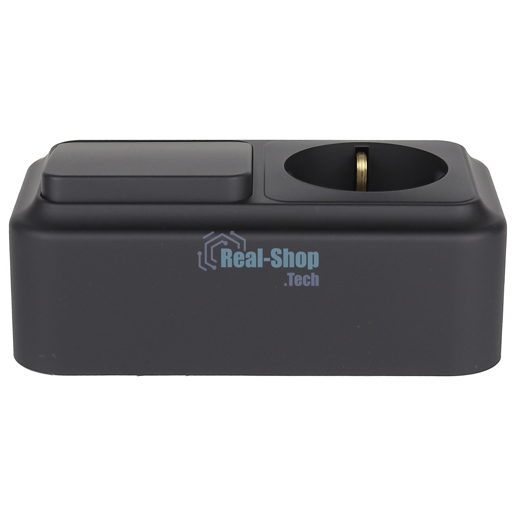 Блок Bylectrica Блок (1 выкл. + роз с земл.) ОУ серия ПРАЛЕСКА, (В-РЦ-527 черный матовый)