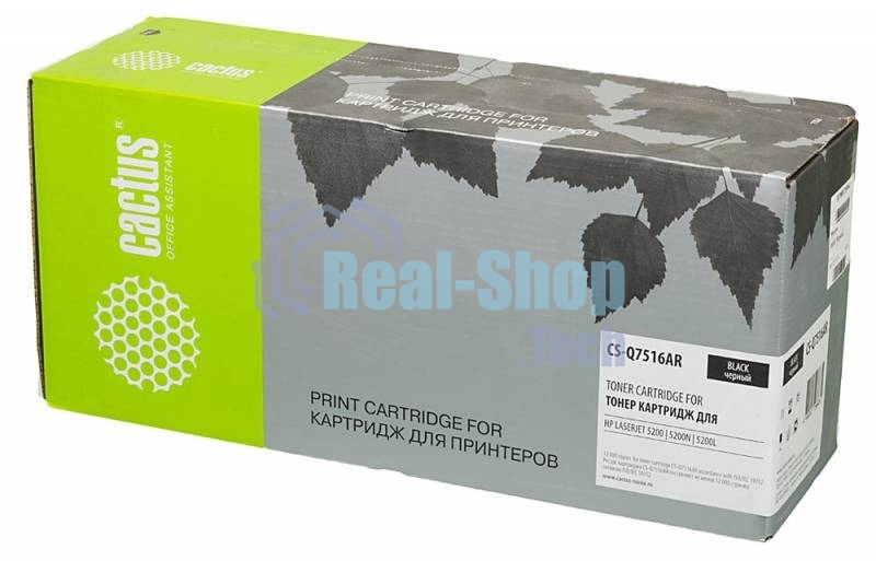 Тонер Картридж Cactus CS-Q7516AR черный для HP LaserJet 5200/5200N/5200L (12000 стр.)