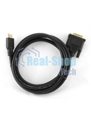 Кабель HDMI-DVI Cablexpert CC-HDMI-DVI-6, 19M/19M, single link, медь, позол.разъемы, экран, 1.8м, черный, пакет