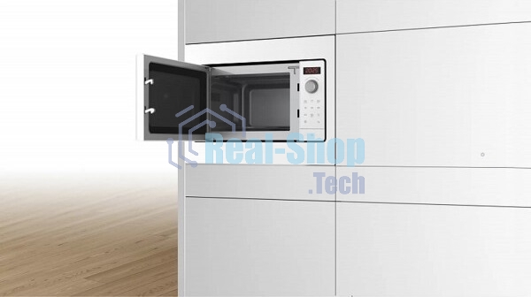 Встраиваемая микроволновая печь Bosch BFL523MW3 белый, 20 л, 800 Вт, переключатели - сенсор, поворотный механизм