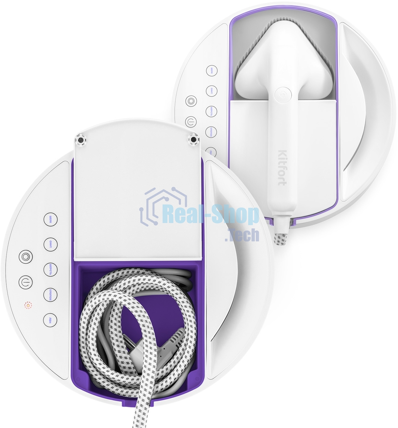 Отпариватель Kitfort КТ-9110-1 белый/фиолетовый, 2180 Вт, 45 г/мин, 600 мл