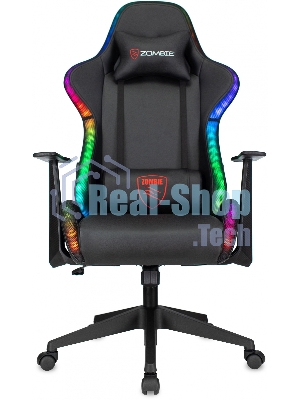 Кресло ZOMBIE GAME RGB черный, экокожа, 120 кг, подголовник, механизм качания