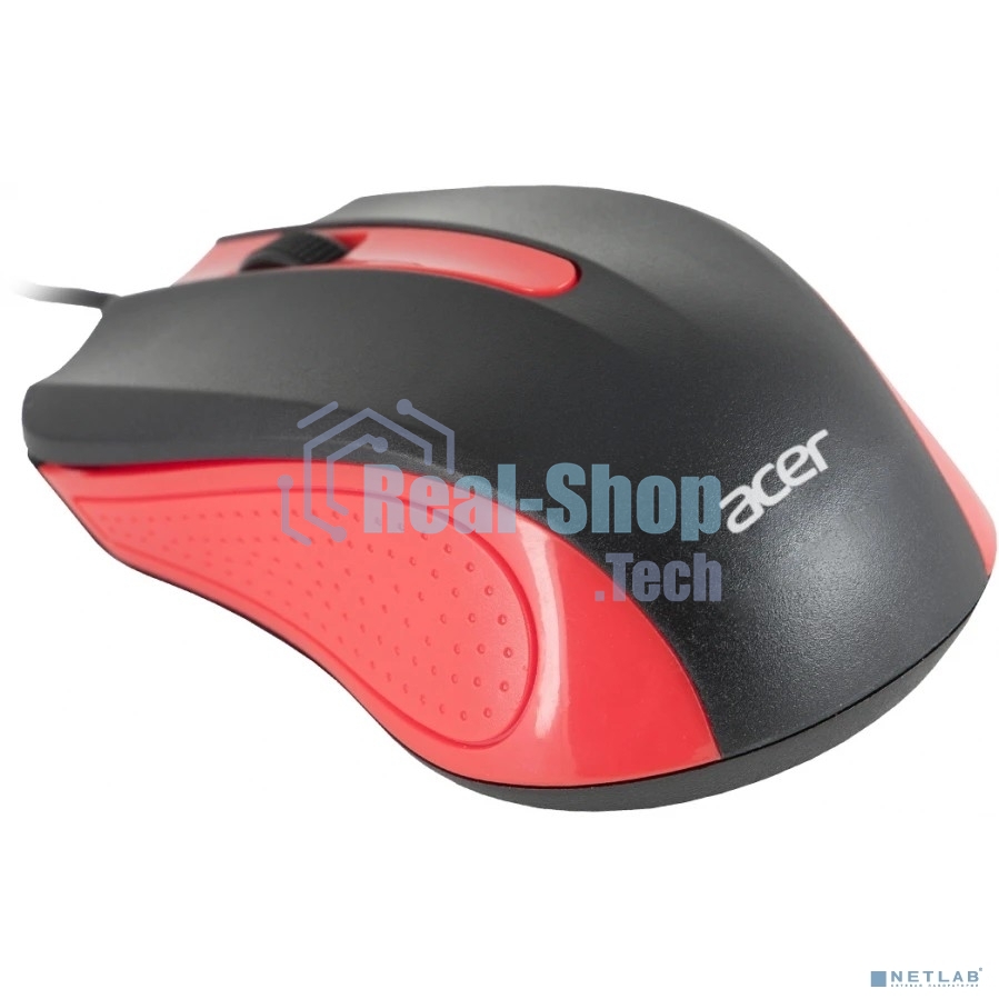 Мышь проводная Acer OMW012 черный/красный, 1200 dpi, USB, кнопки - 3