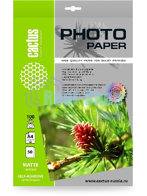 Фотобумага Cactus CS-MSA410050 A4/100г/м2/50л./белый матовое самоклей. для струйной печати