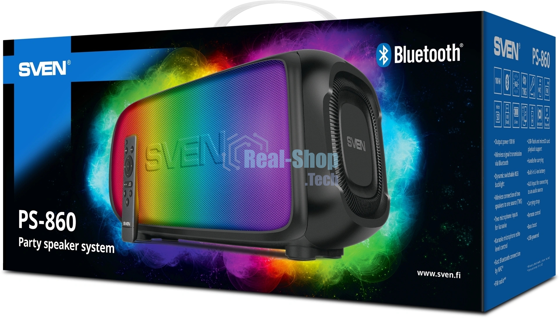 Портативная колонка Sven PS-860 черный 100W 1.0 BT/3.5Jack 5400mAh (SV-022518)