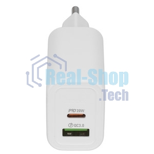 Зарядное устройство Hoco 20Вт, 3А, QC3.0/PD, 1xUSB, 1xType-C, N61, белый, коробка