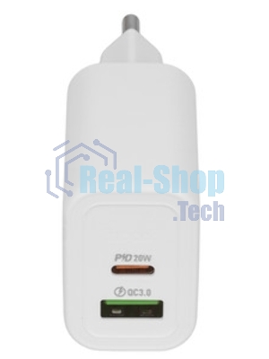 Зарядное устройство Hoco 20Вт, 3А, QC3.0/PD, 1xUSB, 1xType-C, N61, белый, коробка