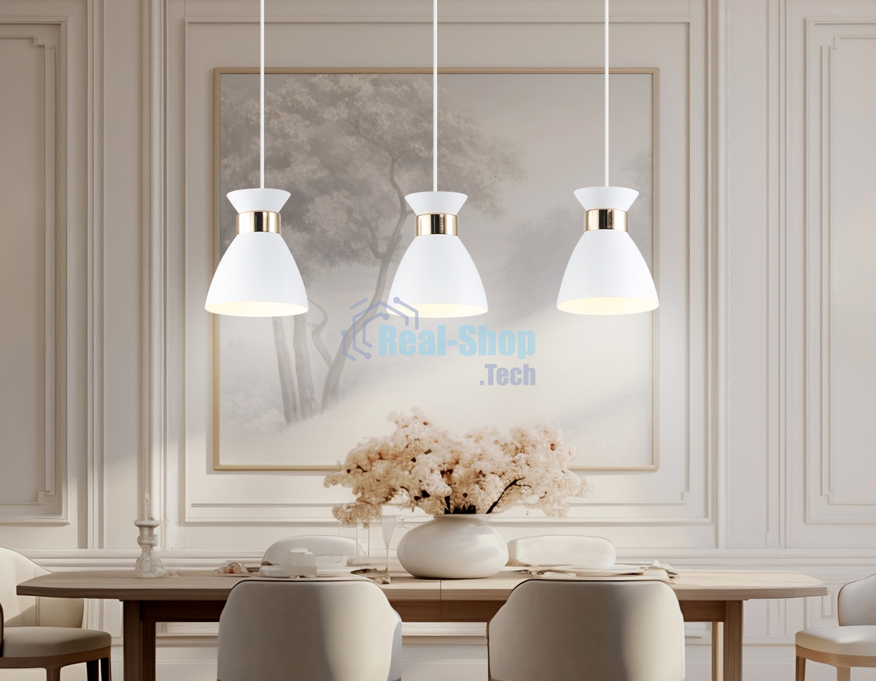 Светильник Ambrella light TR8466/3 WH/FGD белый/золото E27/3 max 60W 550*135*1000