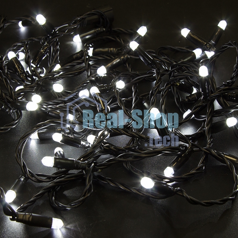 Гирлянда Neon-night Нить 10м, постоянное свечение, черный ПВХ, 24В, белый