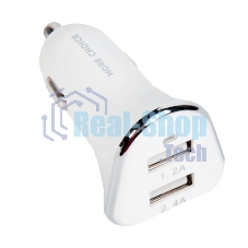 Автомобильная зарядка (от прикуривателя) 2USB 2.4A для Apple 8-pin More choice AC22i, белый