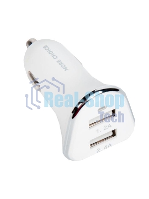 Автомобильная зарядка (от прикуривателя) 2USB 2.4A для Apple 8-pin More choice AC22i, белый