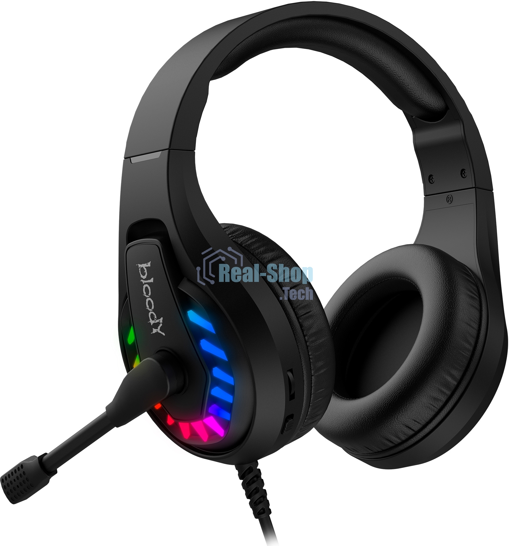 Гарнитура проводная с микрофоном A4Tech Bloody G230 черный 2м накладные USB оголовье (G230)