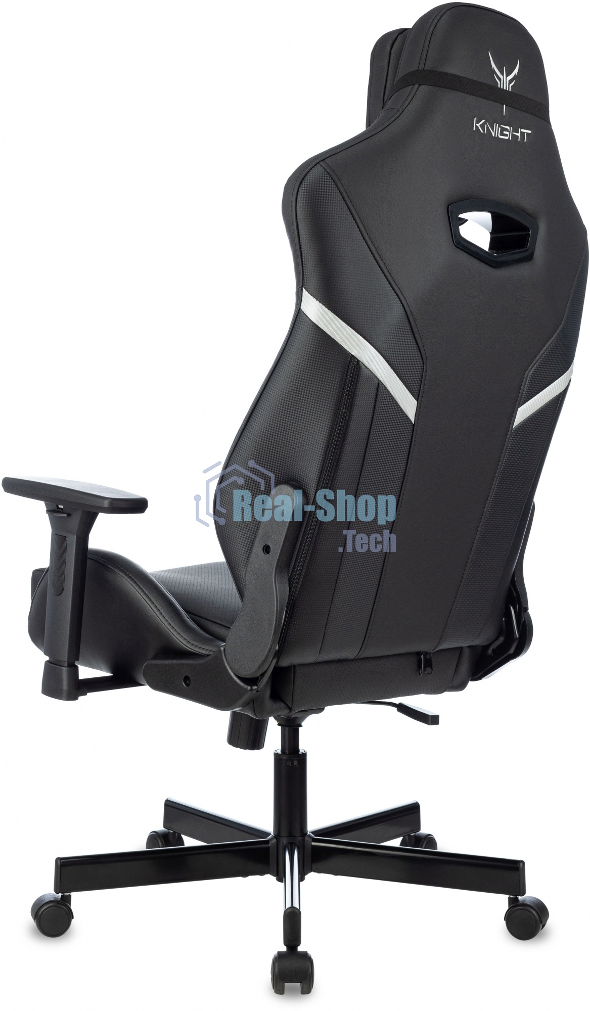 Кресло игровое Knight Thunder 5X черный эко.кожа крестов. металл