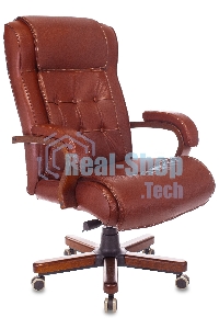 Кресло руководителя Бюрократ T-9926WALNUT светло-коричневый Leather Eichel, кожа, крестовина металл/дерево