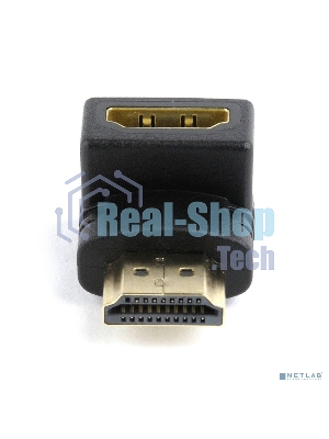 Переходник Cablexpert HDMI-HDMI 19F/19M, угловойсоединитель 90 градусов, золотые разъемы (A-HDMI90-FML)