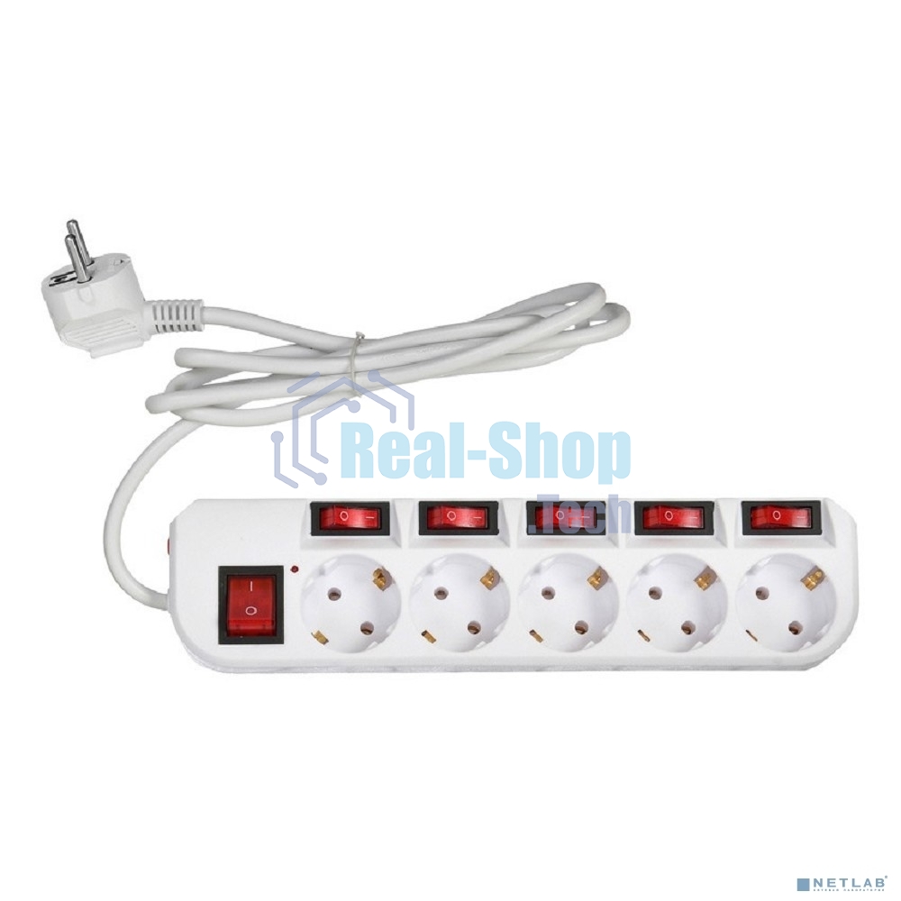 Сетевой фильтр Buro 500SH-1.8-SW-W 1.8 м (5 розеток) белый (коробка)