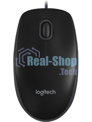 Мышь проводная Logitech B100 черный, 1000 dpi, USB, кнопки - 3