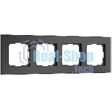 Рамка на 4 поста Senso (черный, стекло soft-touch) W0043108