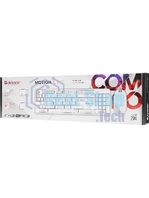 Комплект клавиатура+мышь Defender Motion C-977 проводной, USB, 1600 DPI, белый