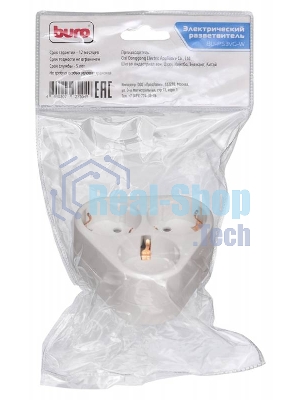 Сетевой разветвитель Buro BU-PS3VG-W (3 розетки) белый (пакет ПЭ)