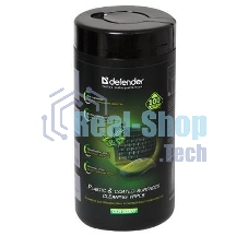 Чистящие салфетки Defender ECO для поверхностей офисной техники, (не применять для ЖК- экранов!)/туба/100 шт/Россия