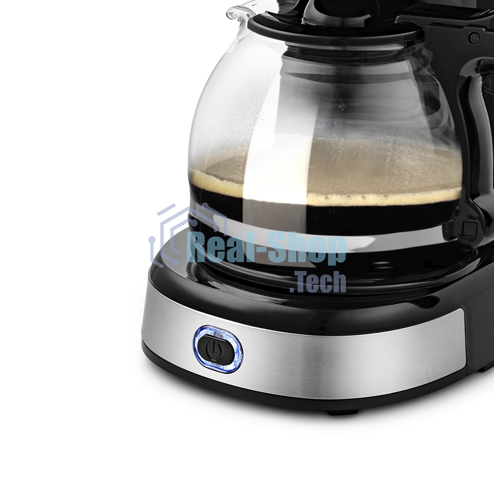 Кофеварка капельная Kitfort КТ-730 черный/серебристый, исп. кофе - молотый, 0,6 л, 750 Вт.