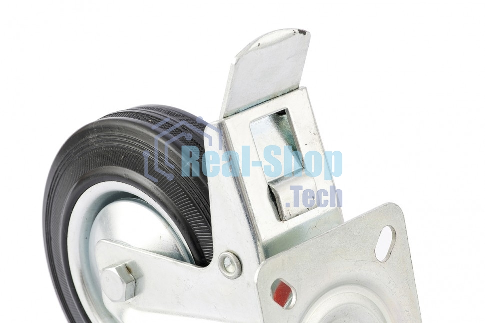 Колесо поворотное Сибртех с тормозом, диаметр 200 мм, крепление платформенное