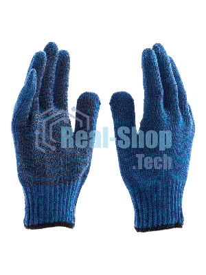 Перчатки трикотажные Сибртех усиленные, гелевое ПВХ-покрытие, 7 класс, синие