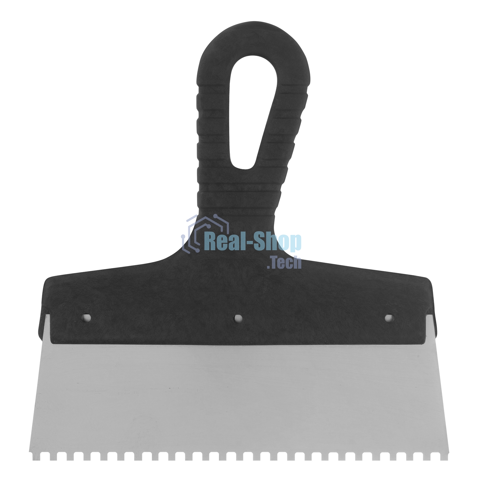 Шпатель из нержавеющей стали Сибртех 200 мм, зуб 4х4 мм, пластмассовая ручка