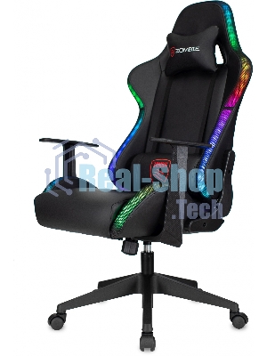 Кресло ZOMBIE GAME RGB черный, экокожа, 120 кг, подголовник, механизм качания