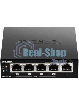 Коммутатор D-Link DGS-1005P/B3A, 5×1 Гбит/с, неуправляемый