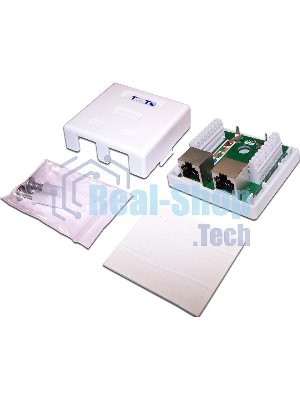 Настенная розетка, 2 порта RJ-45 категории 5е, STP, белая