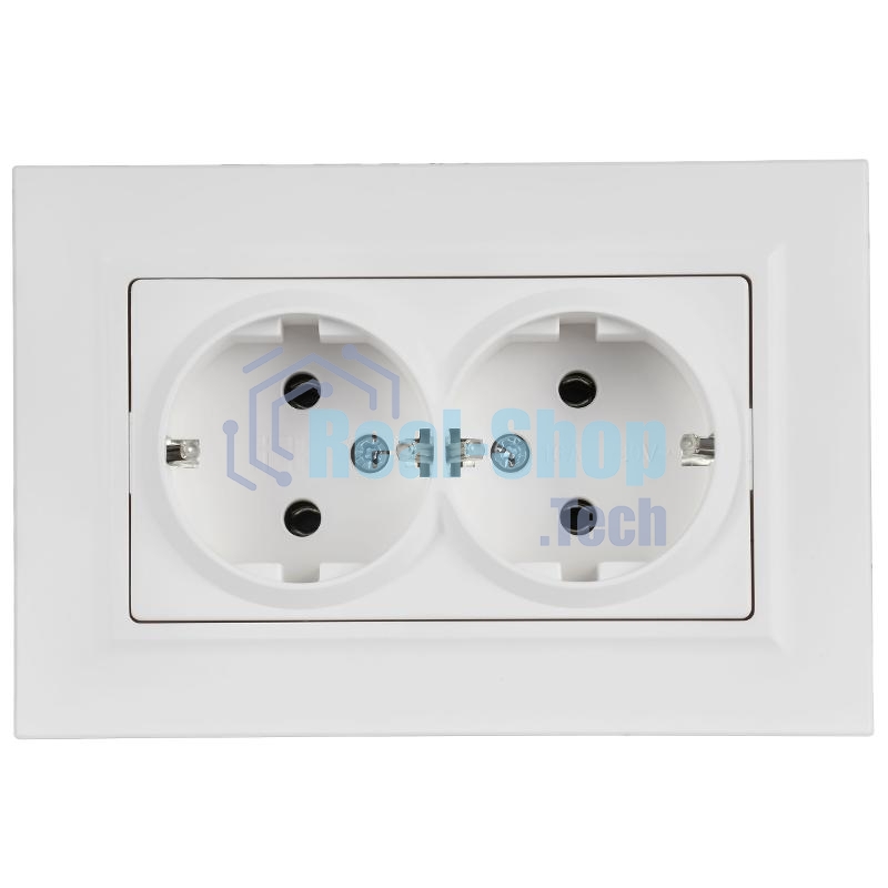 Розетка IEK BR-R27-16-K91-F 2-м СП BRITE РСПл12-3-БрАБ 16А в сборе с заземл. без защ. шторок плоская арктич. бел.