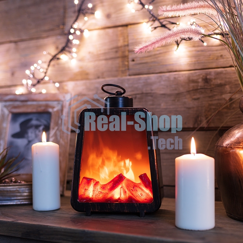 Светодиодный камин Neon-night Лофт с эффектом живого огня 17х10х24,5 см, 3хС (не в комплекте) и USB (в комплекте)