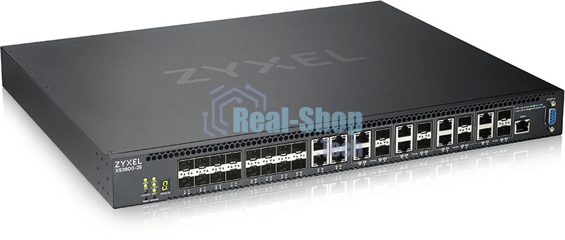 Коммутатор Zyxel XS3800-28 L2+ switch, 4xRJ-45: 1/2.5/5/10G, 8xCombo (SFP: 1/10G, RJ-45: 1/2.5/5/10G), 16xSFP +