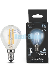 Лампа светодиодная Filament Шар E14 5Вт 4100К Gauss 105801205
