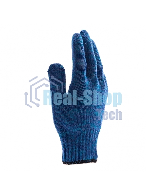 Перчатки трикотажные Сибртех усиленные, гелевое ПВХ-покрытие, 7 класс, синие