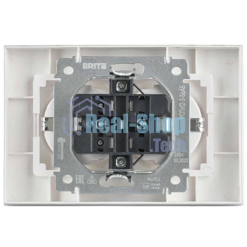 Розетка IEK BR-R27-16-K91-F 2-м СП BRITE РСПл12-3-БрАБ 16А в сборе с заземл. без защ. шторок плоская арктич. бел.