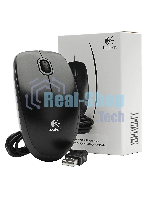 Мышь проводная Logitech B100 черный, 1000 dpi, USB, кнопки - 3