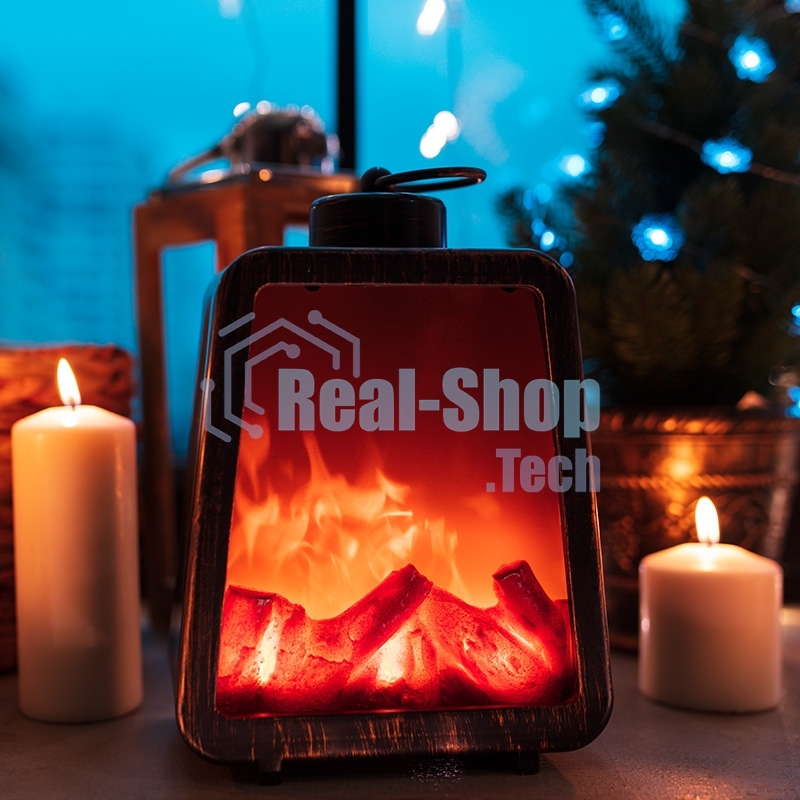 Светодиодный камин Neon-night Лофт с эффектом живого огня 17х10х24,5 см, 3хС (не в комплекте) и USB (в комплекте)