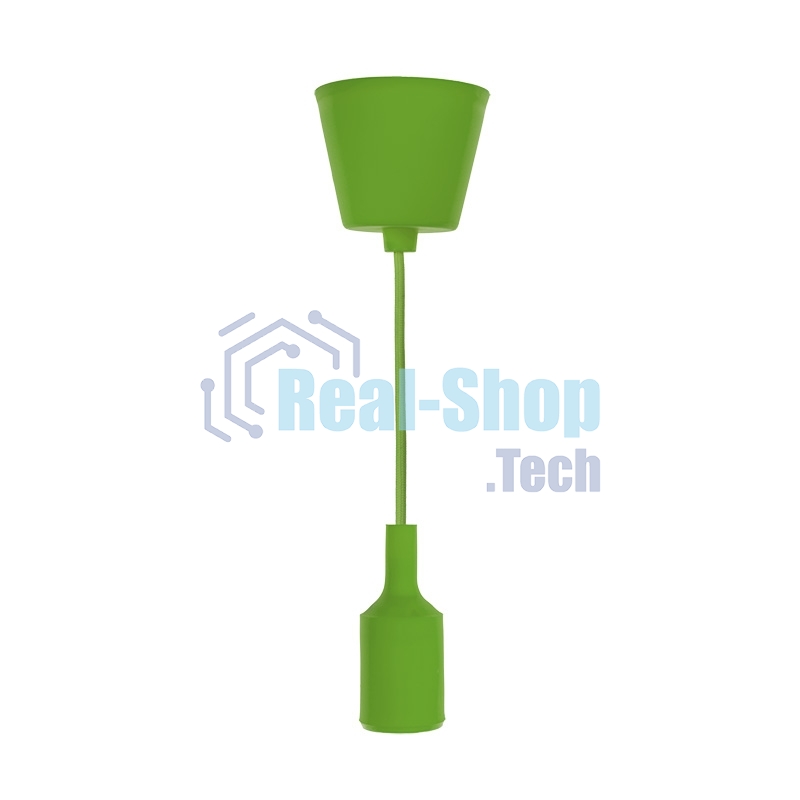 Патрон E27 Rexant силиконовый со шнуром 1 м зеленый