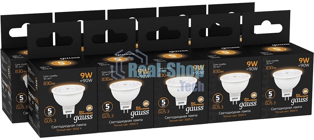 Лампа cветодиодная Gauss MR16 9W 830lm 3000K GU5.3 LED