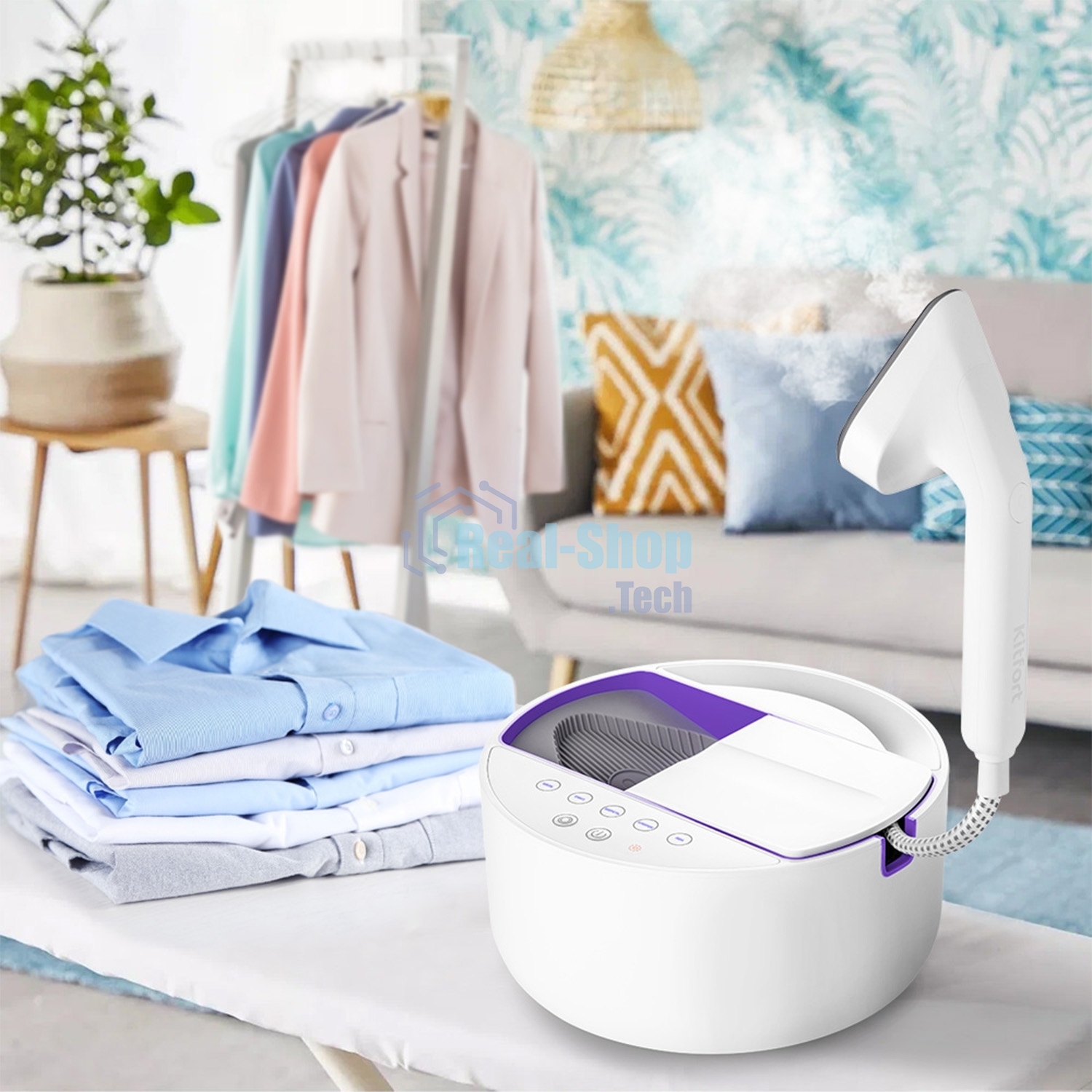 Отпариватель Kitfort КТ-9110-1 белый/фиолетовый, 2180 Вт, 45 г/мин, 600 мл